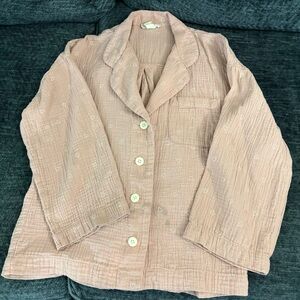 Madewell Heart Print Double Gauze Pajama Top | Pink